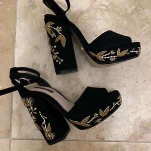 Topshop Beaded Stacked Heels